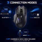 INPHIC A9 V2 Explorer Wireless Gaming Mouse, 12800 DPI Silent Mouse Tri-Mode 2.4G/Type-C Wired/Bluetooth Rechargeable Computer Mouse RGB Light, Visible Battery Indicator, for Laptop/PC/Computer product image - Amazon product research product reviews, review, reviewed, best, top 10, value for money, buying guide